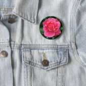 Roze roos met sterren ronde button 5,7 cm (In situ)