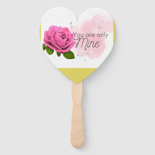 Roze roos met tekst handwaaier (Voorkant)