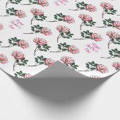 Roze Roos met Tekst Moederdag Cadeaupapier (Hoek)