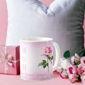 Roze Roos met Zilveren Leaf Hart Mama's Koffiemok