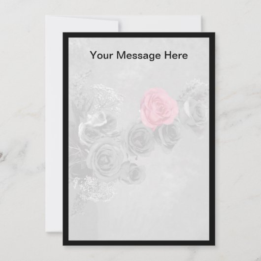 Roze roos met zwarte en witte achtergrond (Achterkant)