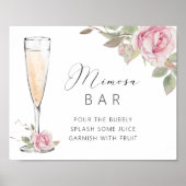 Roze Roos Mimosa Bar Douche Bord Poster (Voorkant)