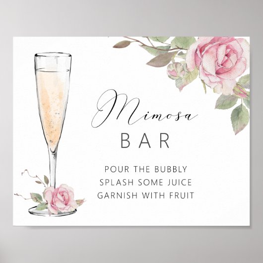 Roze Roos Mimosa Bar Douchebord Bord Poster (Voorkant)