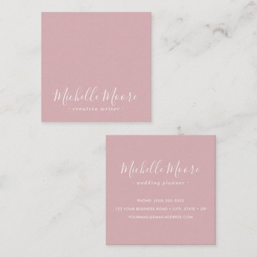 Roze roos, minimaal professioneel vierkante visitekaartje (Voorkant / Achterkant)