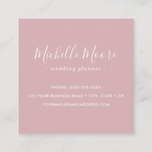 Roze roos, minimaal professioneel vierkante visitekaartje (Achterkant)