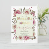 Roze roos Moederdag brunch Kaart (Staand voorkant)