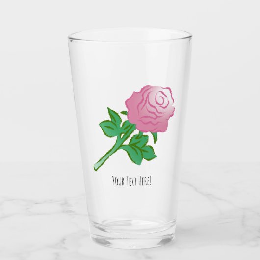 Roze Roos Moederdag Glas (Voorkant)
