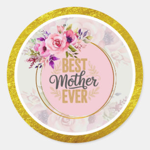 Roze Roos Moederdag I Beste Moeder Ooit Ronde Sticker