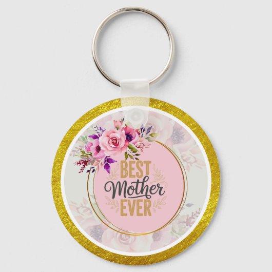 Roze Roos Moederdag I Beste Moeder Ooit Sleutelhanger (Voorkant)