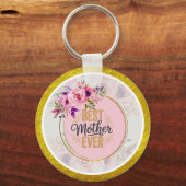 Roze Roos Moederdag I Beste Moeder Ooit Sleutelhanger (Voorkant)