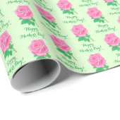 Roze Roos Moederdag Inpakpapier (Rol Hoek)