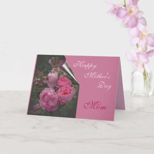 Roze Roos Moederdag Wenskaart Kaart (Orchidee)