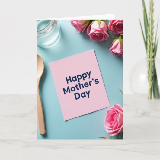 Roze Roos Moederdagkaart Kaart (Voorkant)
