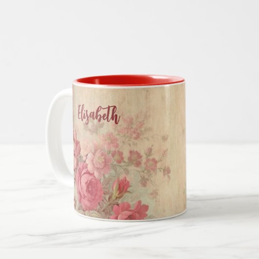 Roze Roos Mok | Je naam | (Voorkant links)