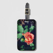 Roze Roos monogram boedding Bagagelabel (Voorkant (verticaal))