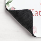 Roze Roos Monogram Naam Muismat (Hoek)