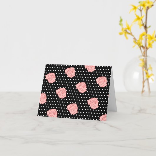 Roze roos notitie Kaart (Gele Bloem)