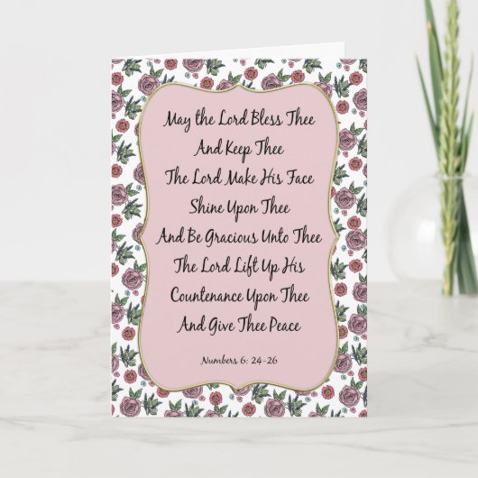 Roze Roos Omrande Aaronic Zegenkaart Kaart (Voorkant)
