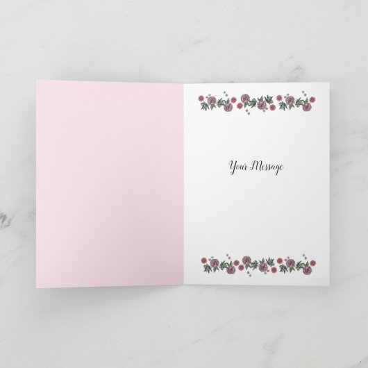 Roze Roos Omrande Aaronic Zegenkaart Kaart (Binnen)