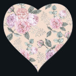 Roze  Roos ontwerp Hart Sticker<br><div class="desc">Naadloos patroon roos bloemen</div>