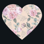 Roze  Roos ontwerp Hart Sticker<br><div class="desc">Naadloos patroon roos bloemen</div>