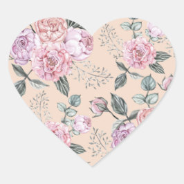 Roze Roos ontwerp Hart Sticker