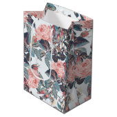 Roze Roos Ontwerp Medium Cadeauzakje (Voorkant Gekanteld)