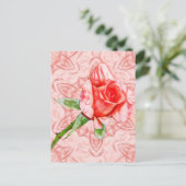 Roze roos op elegante kaleidoscoop briefkaart (Staand voorkant)