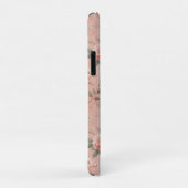  Roze Roos op Gestreepte Roze Achtergrond Case-Mate iPhone Case (Achterkant/rechts)