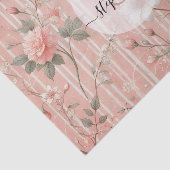 Roze Roos op Gestreepte Roze Achtergrond Tissuepapier (Detail)