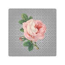 Roze Roos op Grijs Patroon