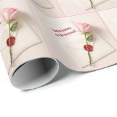 Roze roos op huwelijksuitnodiging briefpapier cadeaupapier (Rol Hoek)