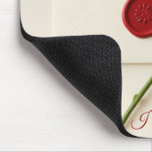 Roze roos op ivoor bruiloft briefpapier muismat (Hoek)