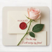 Roze roos op ivoor bruiloft briefpapier muismat (Voorkant)