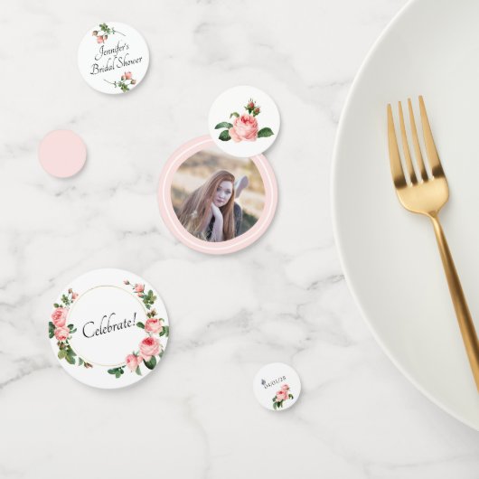 Roze Roos Op Maat Gemaakt Confetti (Groep)