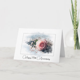 Roze roos op piano voor 70e Jubileum Kaart