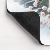 Roze roos op pianotoetsen muismat (Hoek)