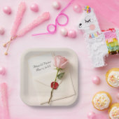 Roze Roos Op Trouwbriefpapier Met Wax Seal Papieren Bordje (Feest)