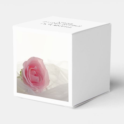 Roze Roos op Witte Bruiloft Bedankdoosjes (Achterkant)
