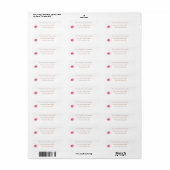 Roze roos op witte retouradres etiket (Full Sheet)