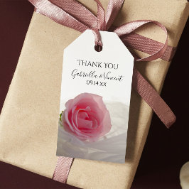 Roze Roos op Witte Trouw Dank Je Favorietlabels Cadeaulabel