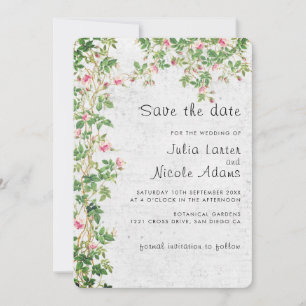 Roze Roos Oude Muur Vintage Stijl Dagboek Huwelijk Save The Date