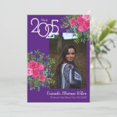 Roze Roos Paarse Foto Afstuderen Aankondiging (Staand voorkant)