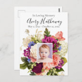 Roze Roos Paarse Orchidee Funeral Memorial Briefkaart (Voorkant / Achterkant)