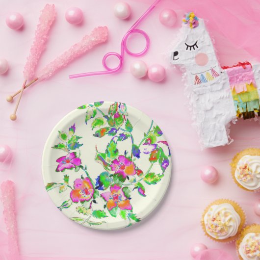 Roze Roos Papieren Bordje (Feest)