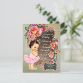 Roze Roos Parel Tutu Baby Shower Kaart (Staand voorkant)