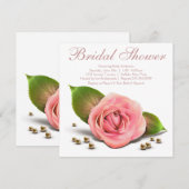 Roze Roos Parel Witte Bruiloftsfeest Kaart (Voorkant / Achterkant)