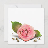 Roze Roos Parel Witte Bruiloftsfeest Kaart (Achterkant)