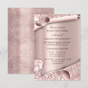 Roze Roos Pastel Poeder Glitterende Glans Roos ROZ Kaart