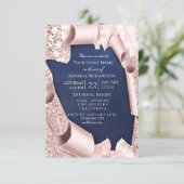 Roze Roos Pastelpoeder 3D Frame Blauw Marine Kaart (Staand voorkant)